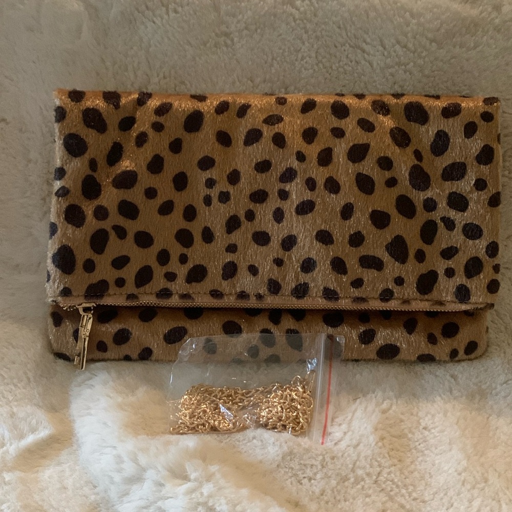 Leopard Fold Over Clutch
